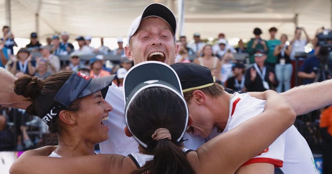 
                                        The DC Pickleball team celebrates after a big win in 2023.
                                    