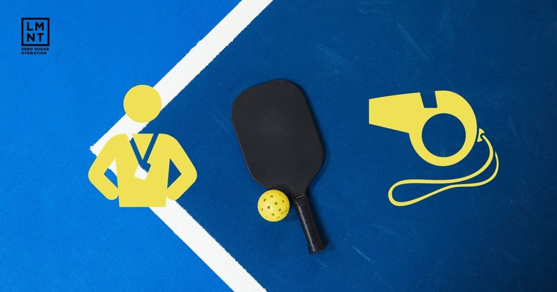 
                                        Pickleball and coaching icons against the backdrop of a pickleball court.
                                    