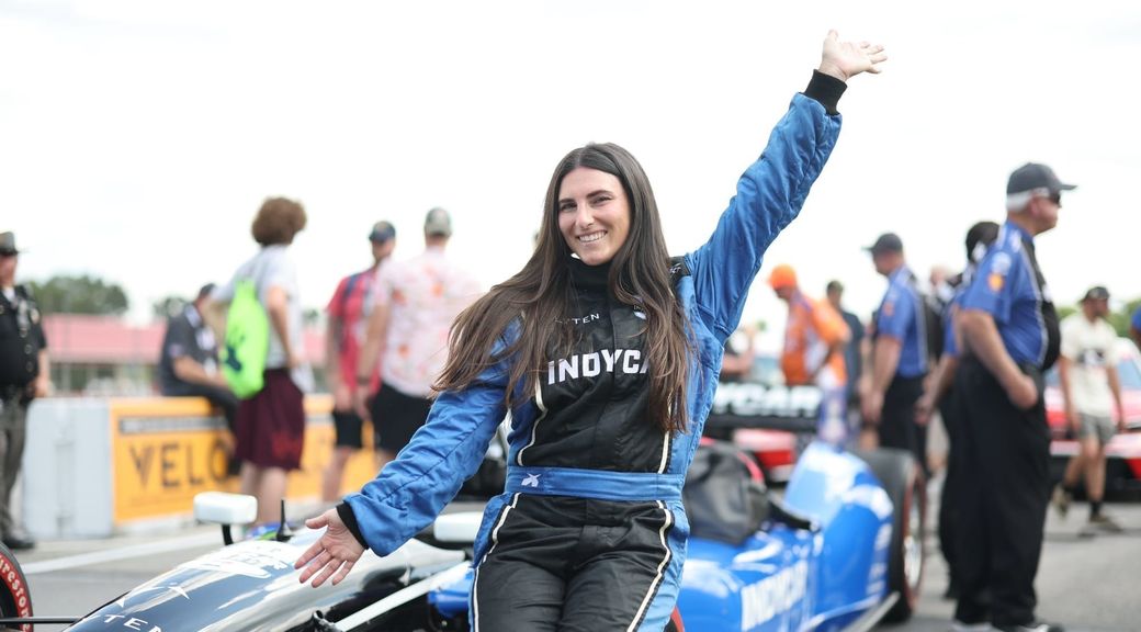 
                                        Rachel Rohrabacher joins Patricio (Pato) O'Ward at the Indy 200, Selkirk, Pickleball
                                    