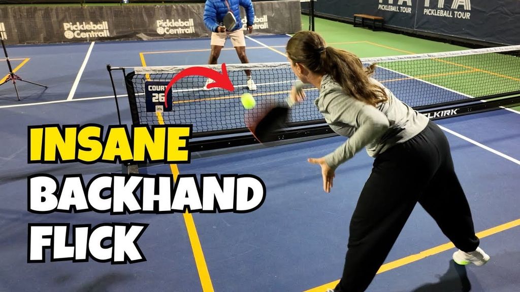 
                                        Ed Ju and Mari Humberg demonstrate her backhand flick 
                                    