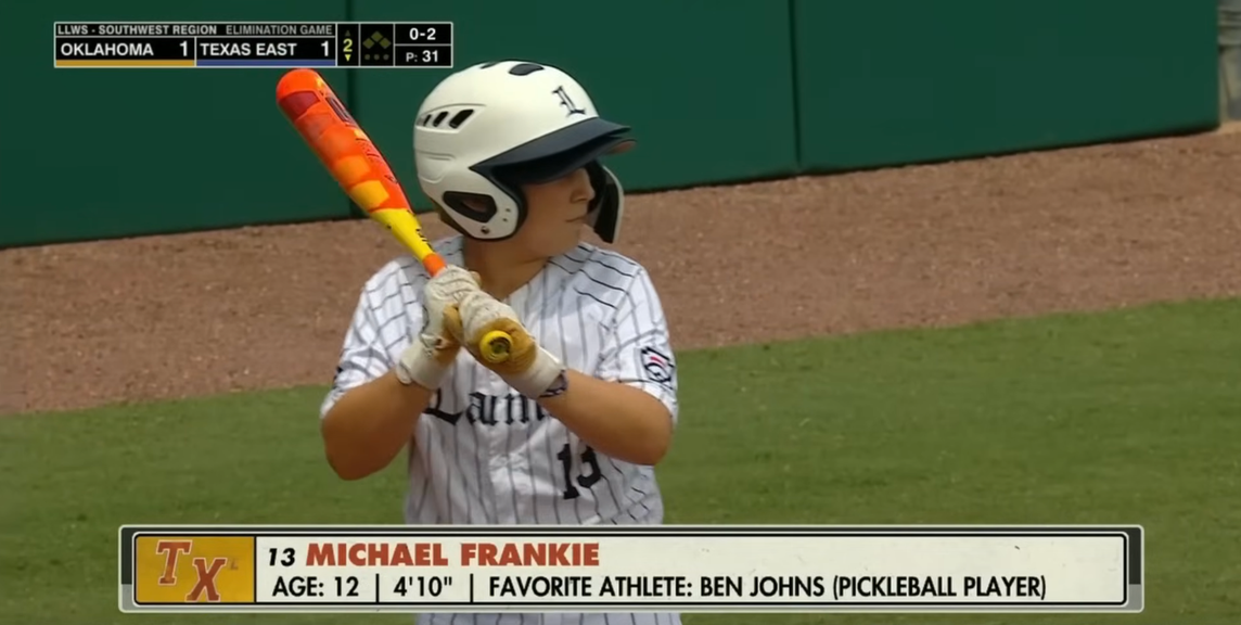 
                                        When Michael Frankie of Eastern Texas isn't on a baseball diamond, he's on the pickleball court. 
                                    