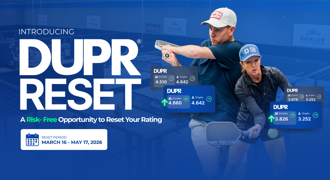                                         DUPR Launches ‘DUPR Reset,’ a Risk-Free Way to Reassess Your Current Rating – DUPR
                                    