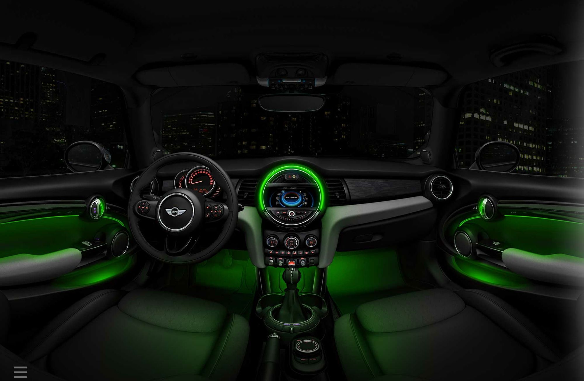 mini-green Grünes Cockpit.