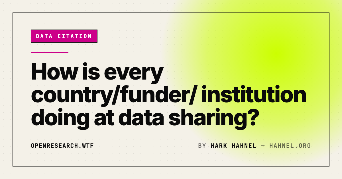 How is every country/funder/ institution doing at data sharing?