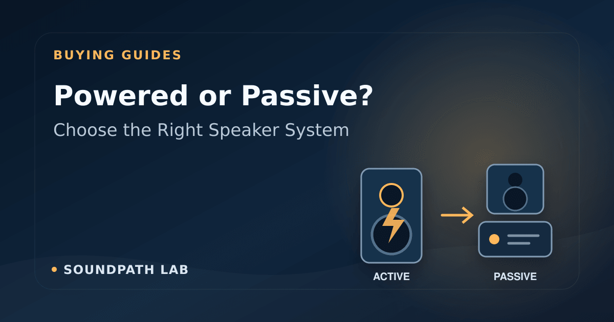 Powered speaker with built-in amplification compared with passive speakers and a separate amplifier
