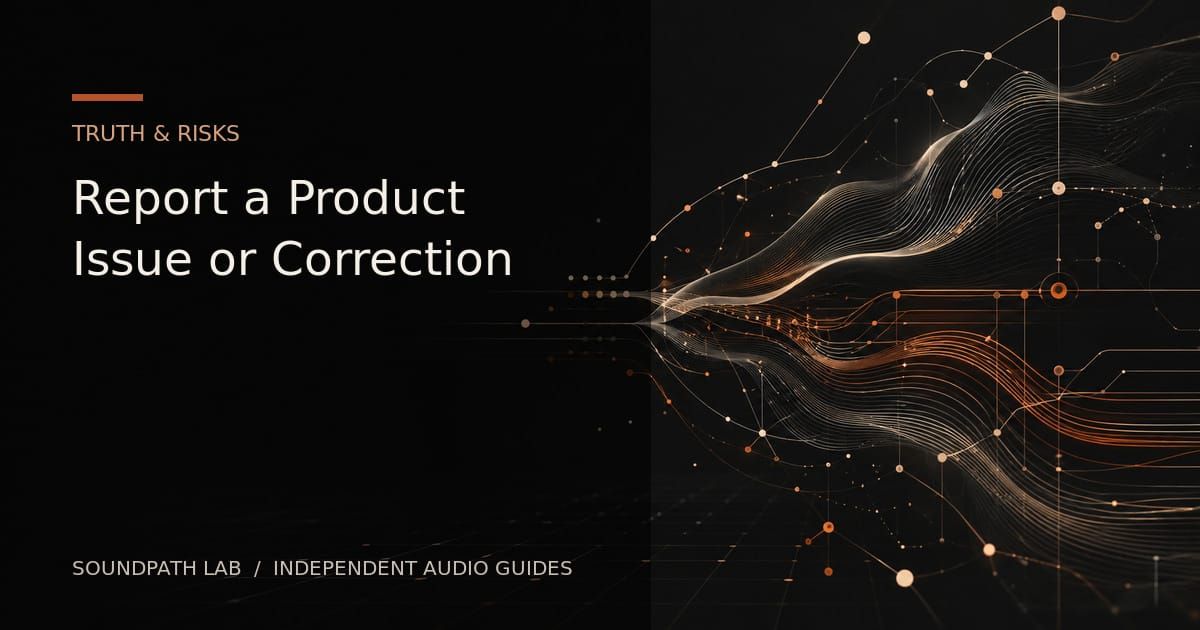 SoundPath Lab cover for reporting a product issue or submitting a correction
