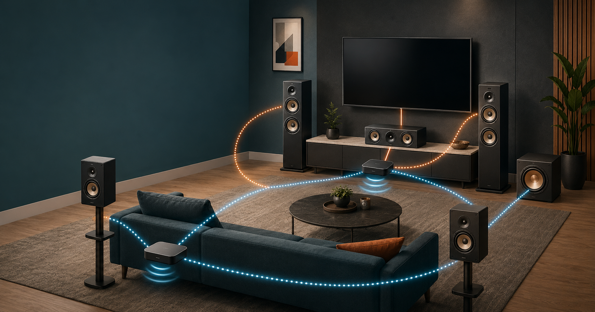 WiiM 5.1 home theater built around existing front, center, surround and subwoofer speakers