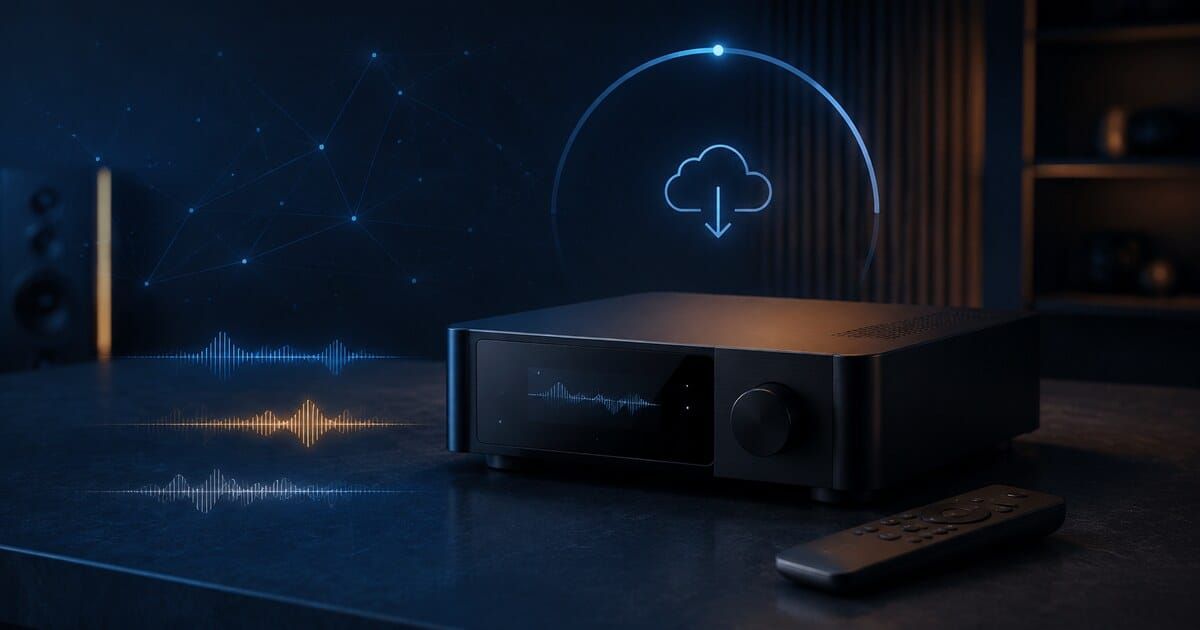 Generic network audio streamer and remote receiving a firmware update in a dark listening room