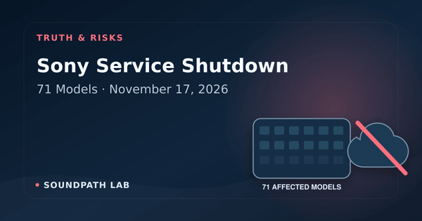 Sony network-service shutdown affecting 71 audio and video models on November 17, 2026