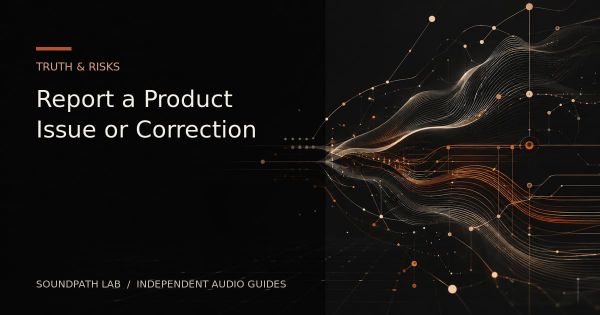 SoundPath Lab cover for reporting a product issue or submitting a correction