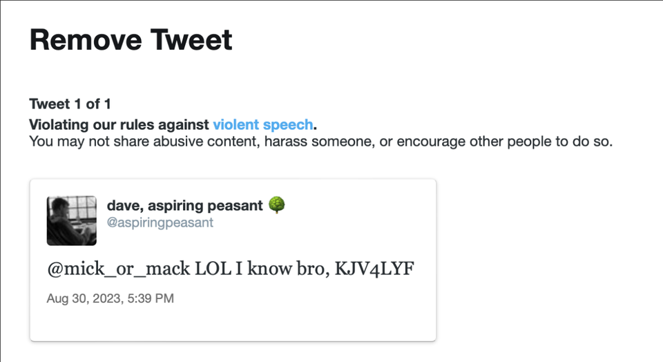 I got banned from twitter for mentioning the bible