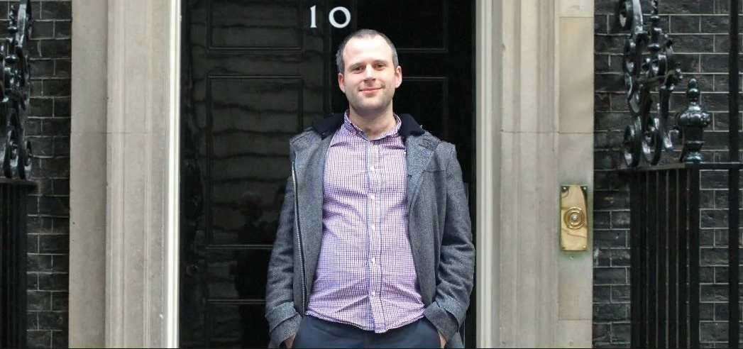 Me outside my old workplace - 10 Downing Street - in 2019