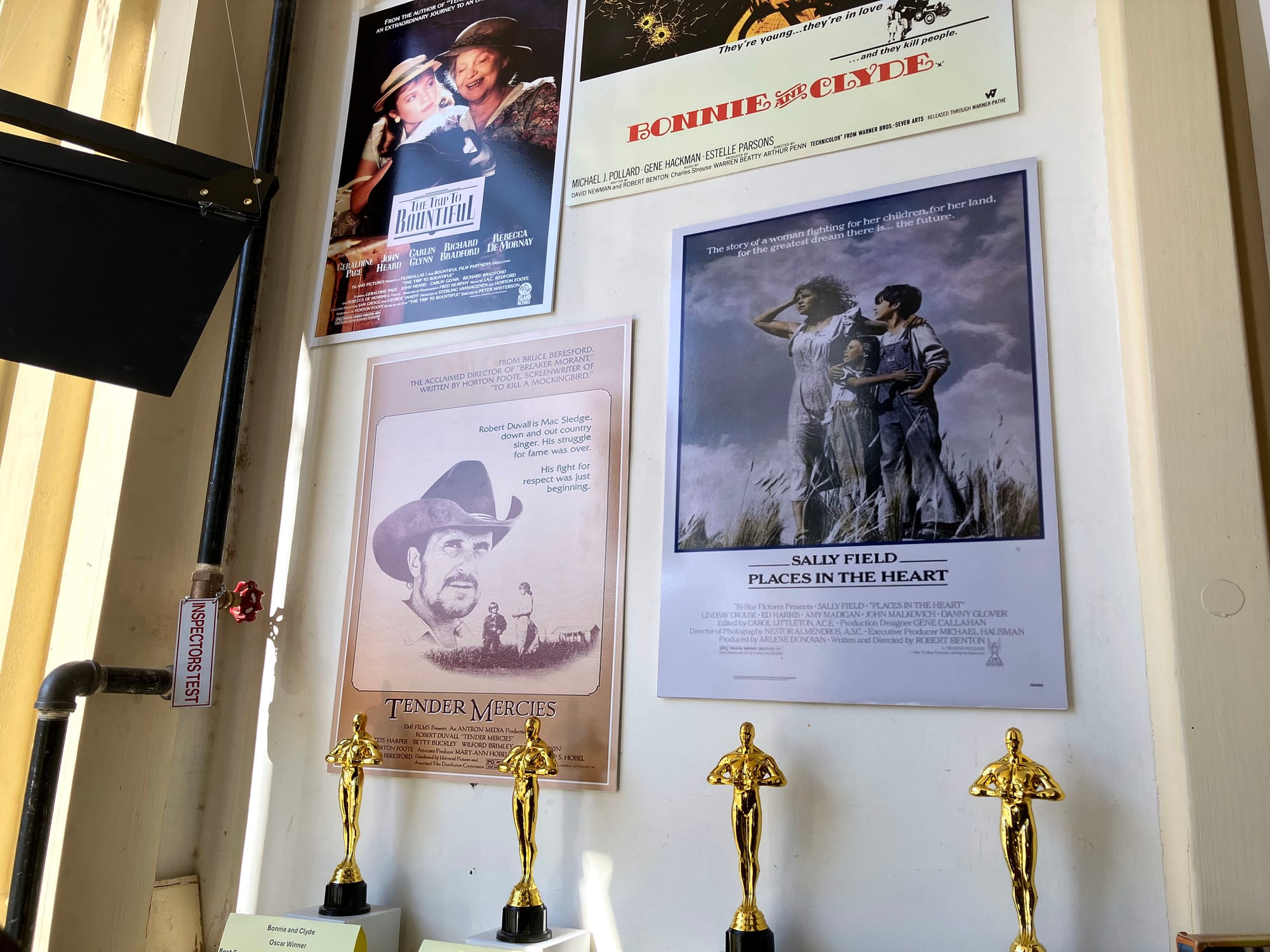 Another photo of the Ellis County Museum's film and television production window exhibit.