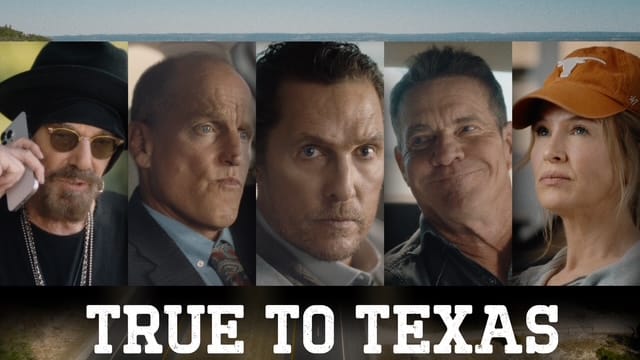 Composite image of actors in the "True to Texas" video.