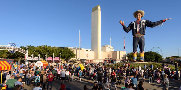 A photo of Big Tex at the State Fair.