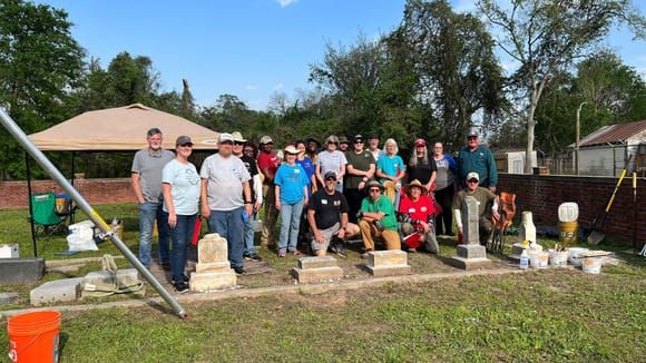 Volunteers at a gravestone preservation workshop.