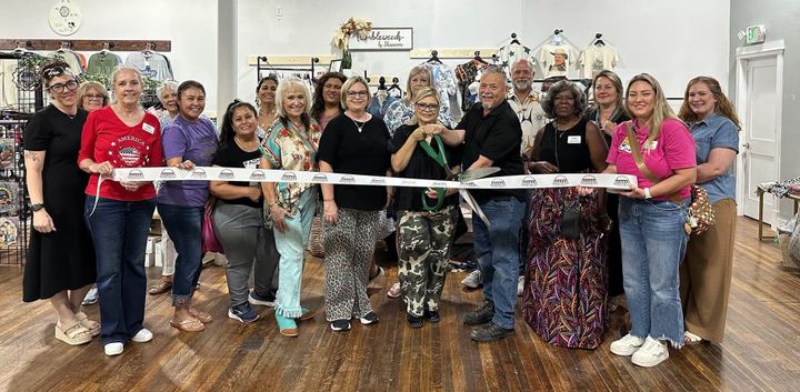 Ribbon cutting for Sweet Peas Boutique.