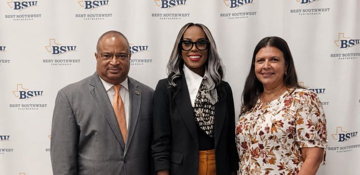 Glenn Heights Mayor Sonja A. Brown is shown center photo.
