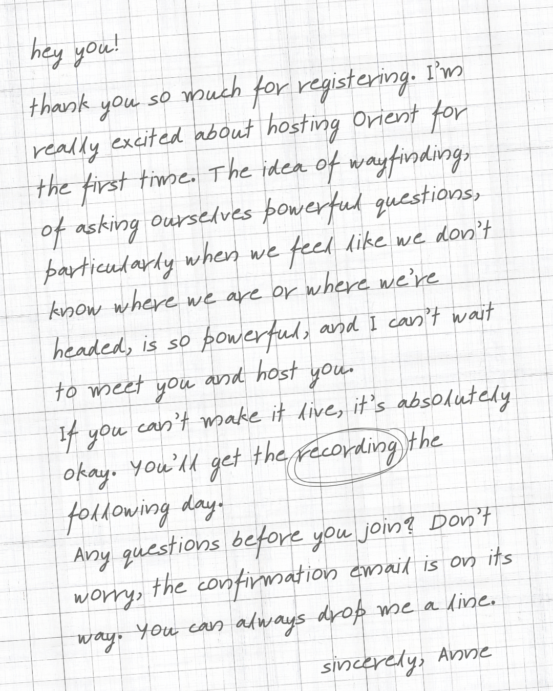 A note from Anne