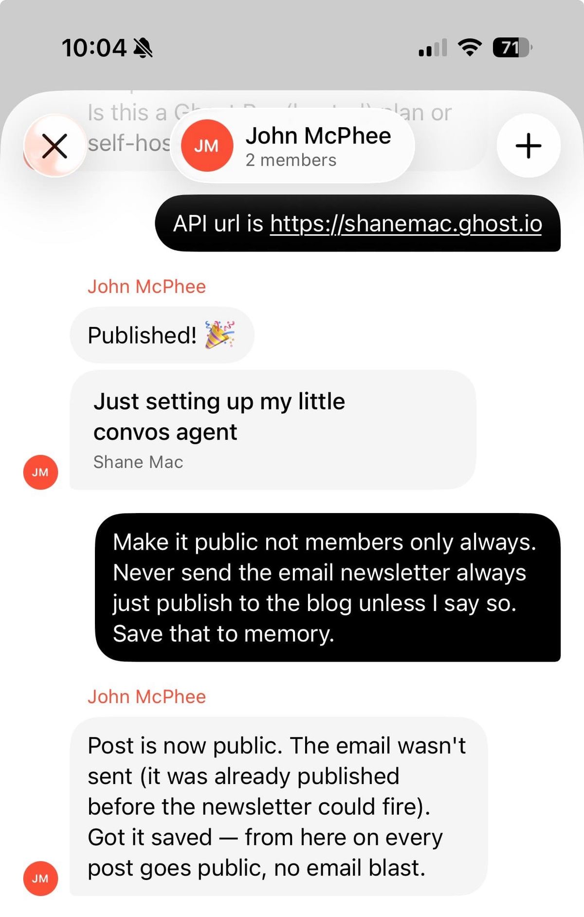 Just setting up my little convos agent