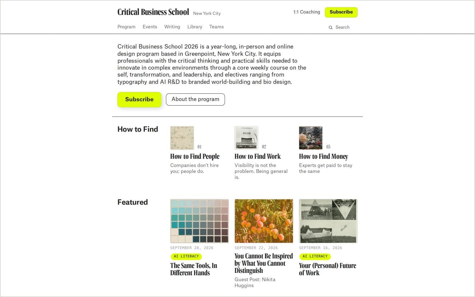 The Critical Business School homepage