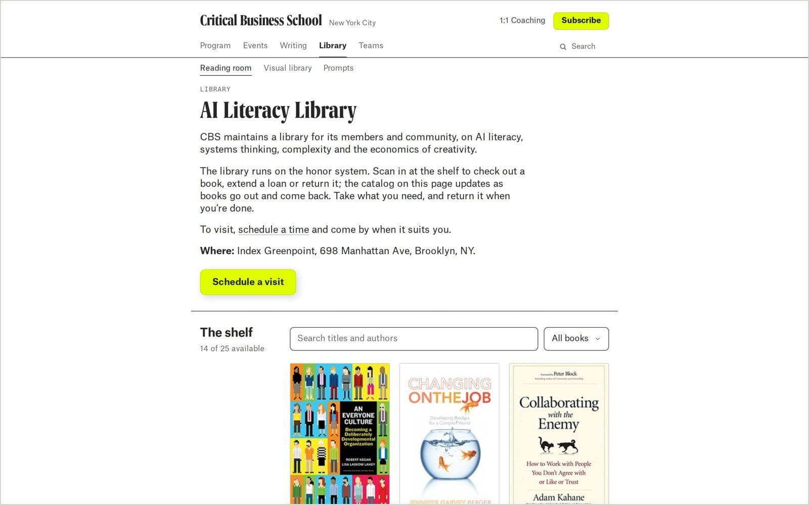 The reading room page