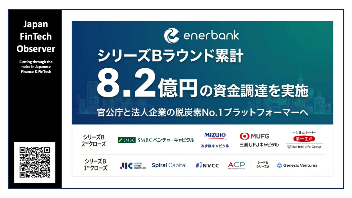 EnerBank Raises Series B Funding of JPY 820m