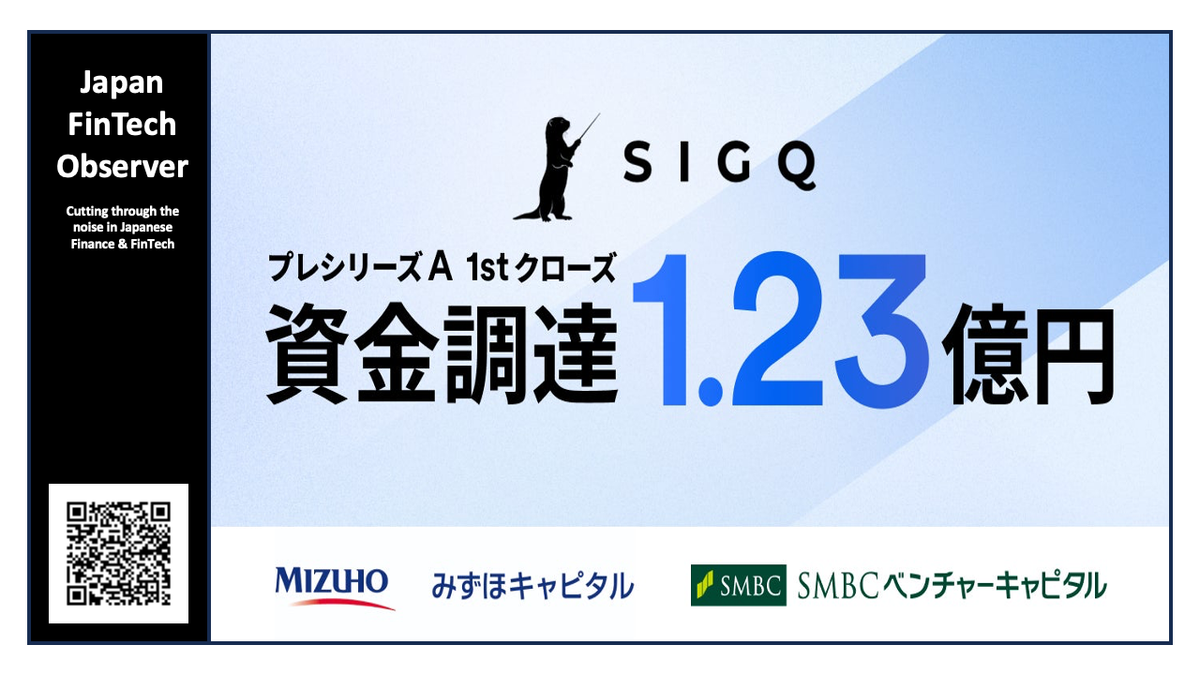 SIGQ Secures JPY 123m in Pre-Series A Funding Led by Mizuho and SMBC