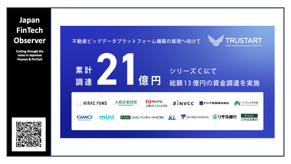 Real Estate Tech "TRUSTART" Raises JPY 1.3bn in Series C
