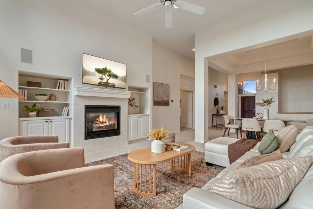 living room with durable Airbnb furniture