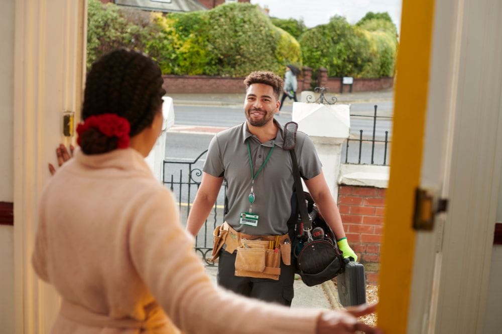 greeting an Airbnb handyman