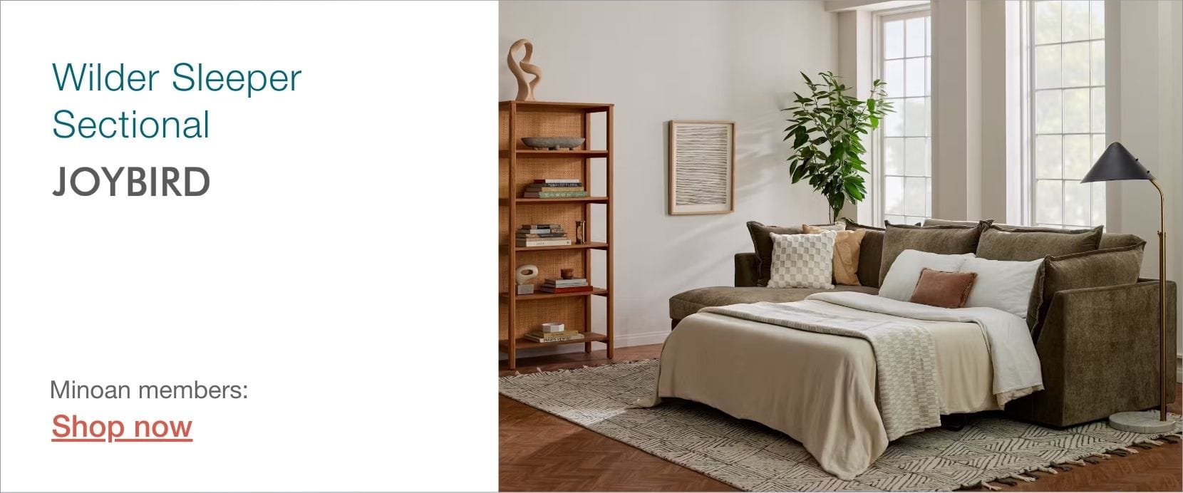 Joybird sleeper sofa for Airbnb living room