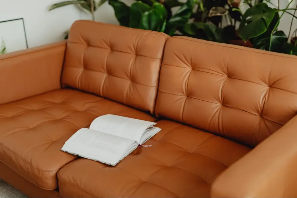 Airbnb leather sofa