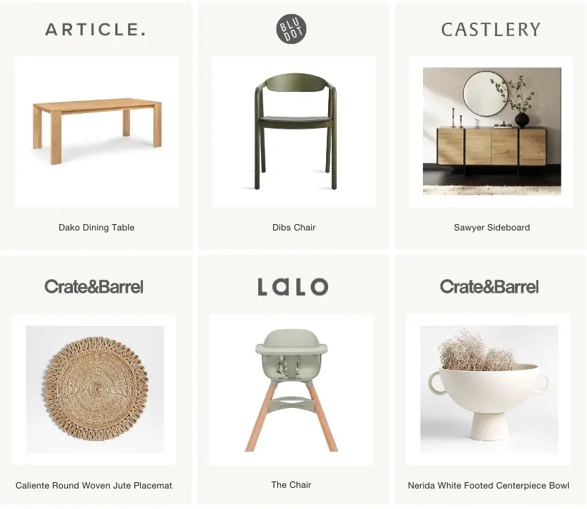 dining room product recommendations for airbnb