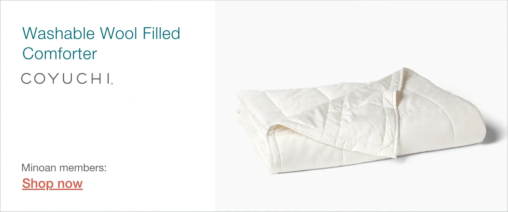 Coyuchi wool-filled comforter for short-term rental