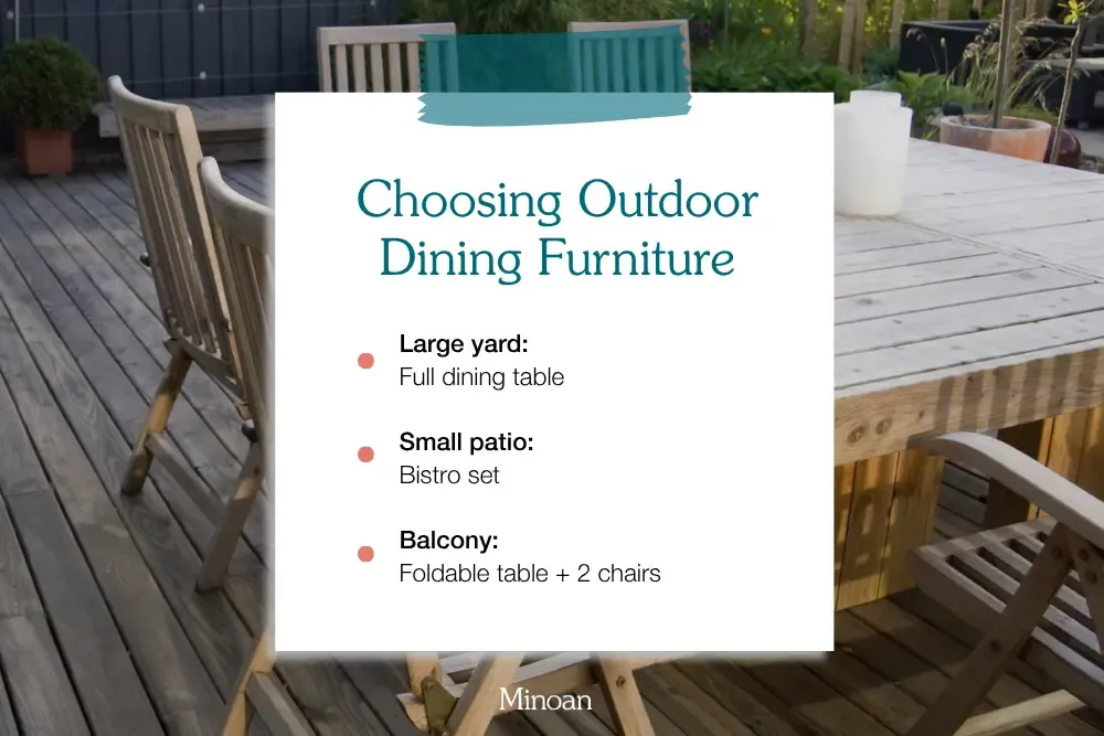 how to choose outdoor dining furniture for Airbnb