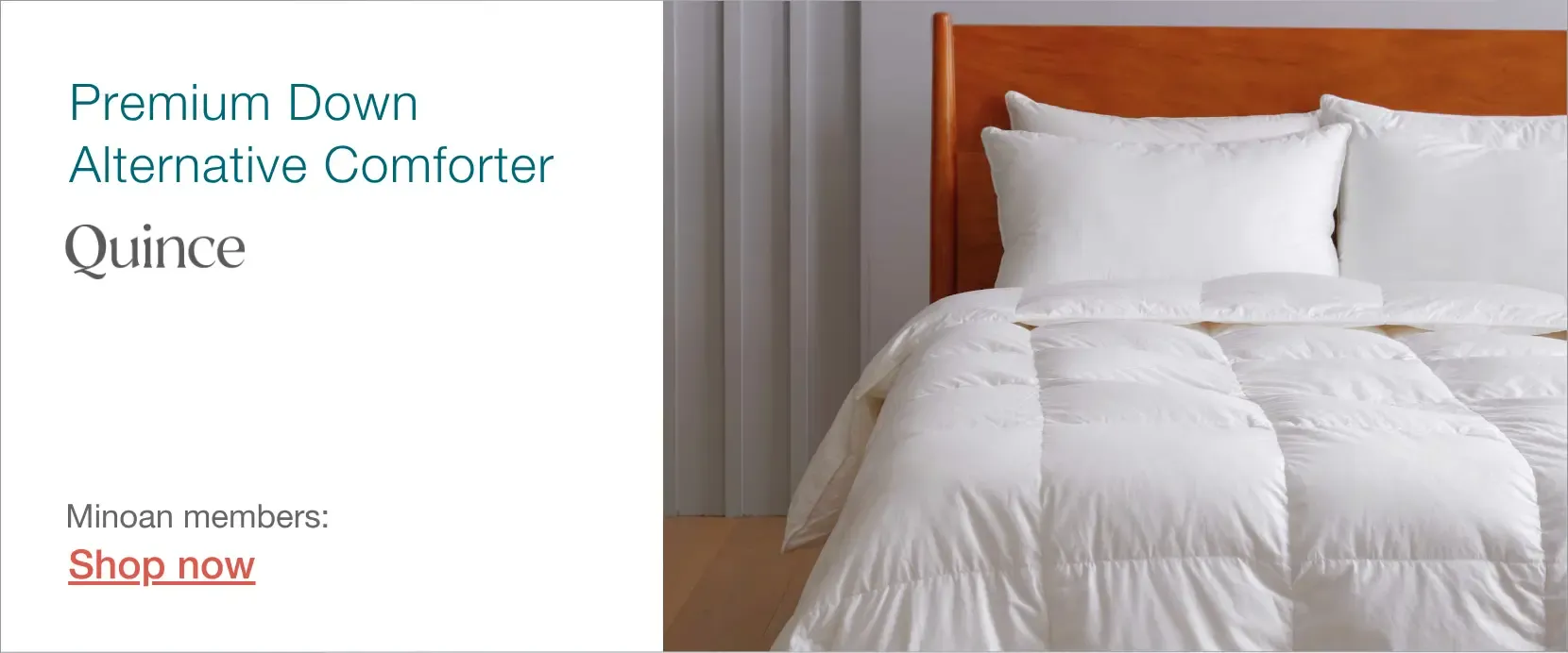 Quince down alternative comforter for vacation rental