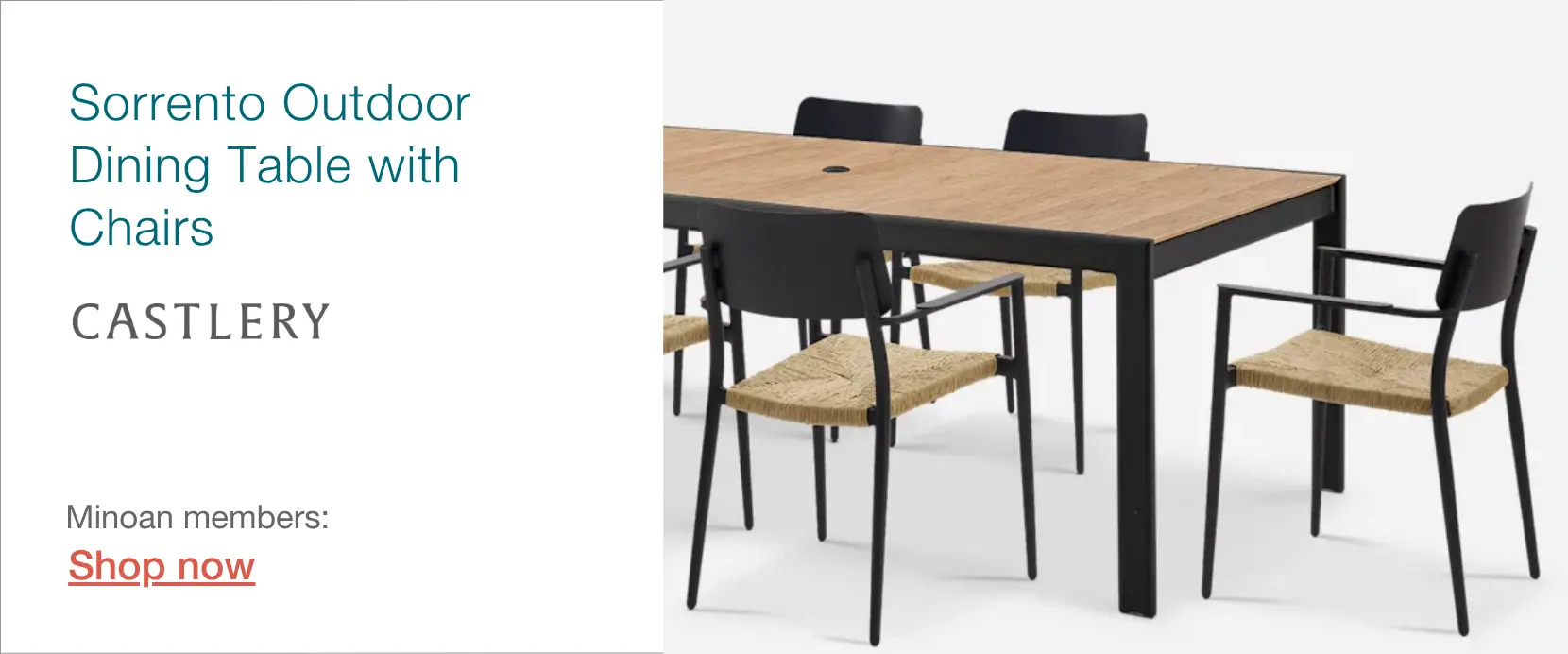 Castlery outdoor dining table and chairs