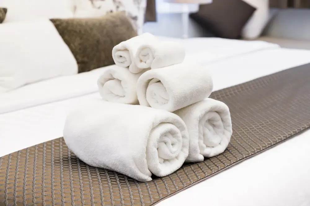 white towels in an airbnb
