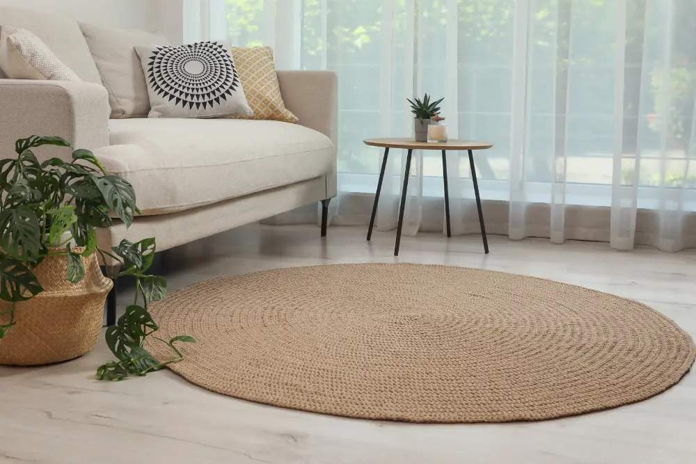jute rug in an Airbnb