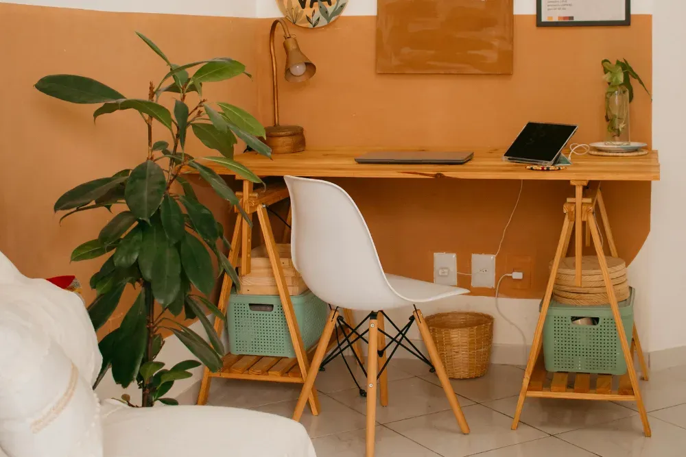 workspace in an airbnb