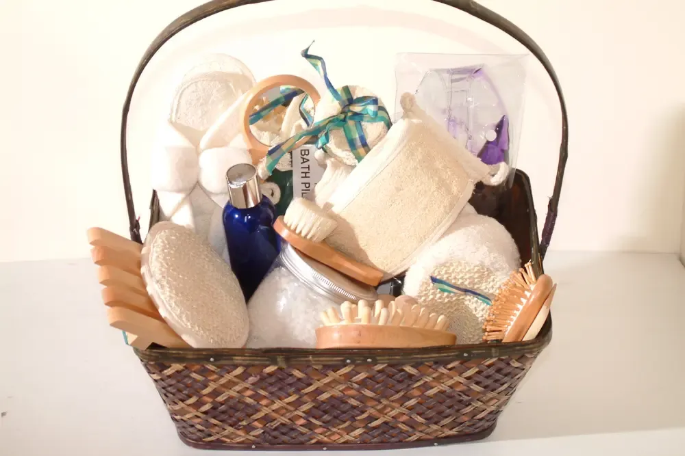 relaxing spa welcome basket for airbnb guests