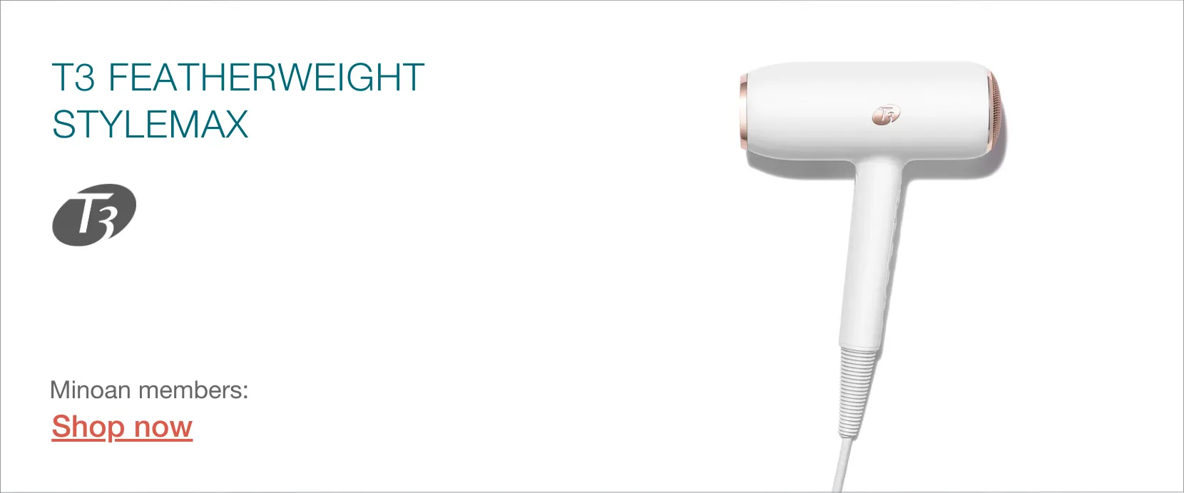 T3 Featherweight Stylemax hair dryer for airbnb