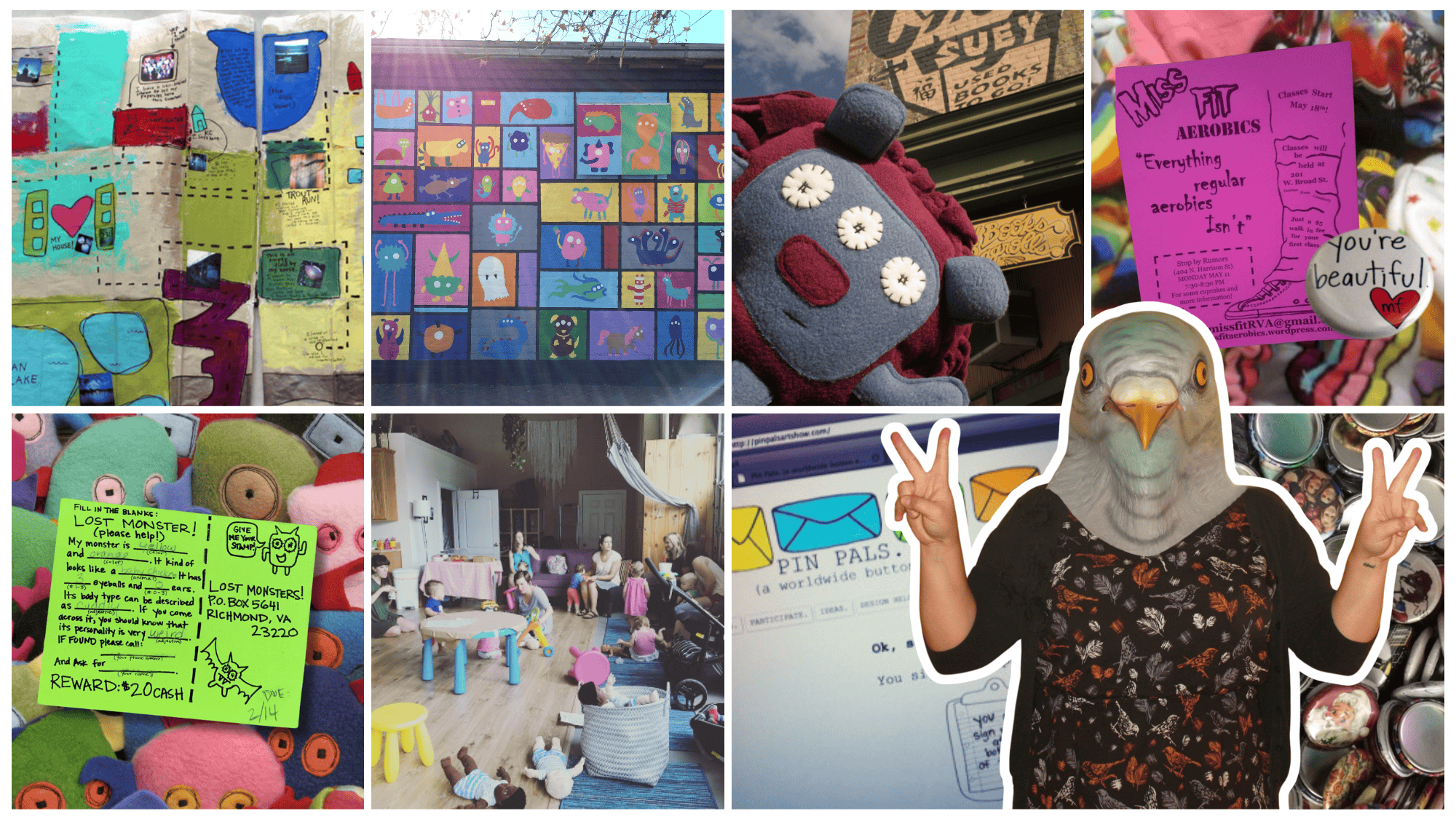 A collage of lots of Deanna Seymour's artistic adventures through the years.