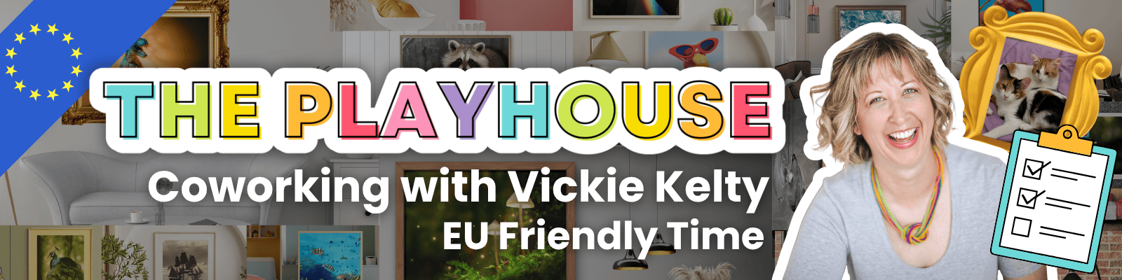 The Playhouse EU-friendly coworking session hosted by Vickie Kelty, an American English teacher in Spain