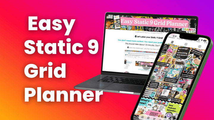 Cover graphic for the free Static 9 Grid Planner, an Instagram planning guide from The Playhouse