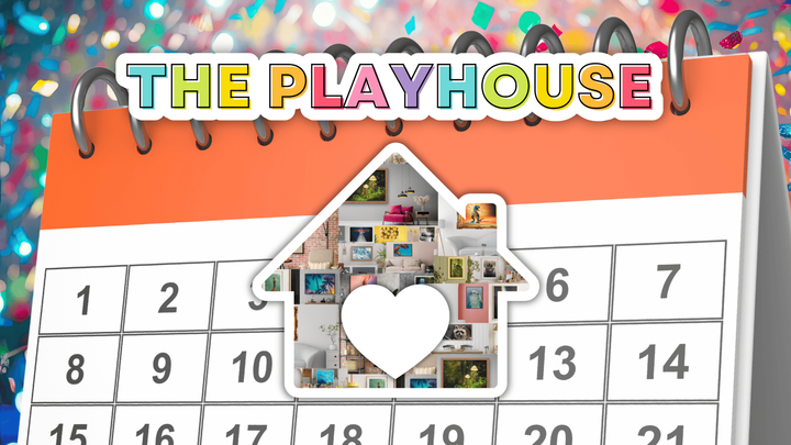 Calendar graphic for the Playhouse community schedule of coworking, networking, and events