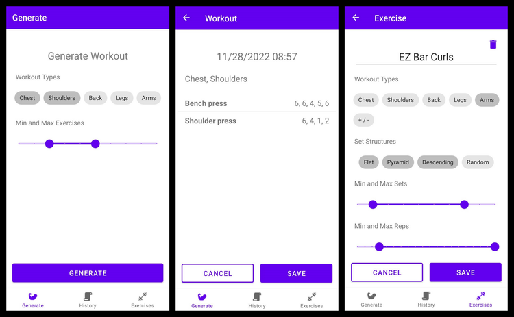 Workout Generator Android App