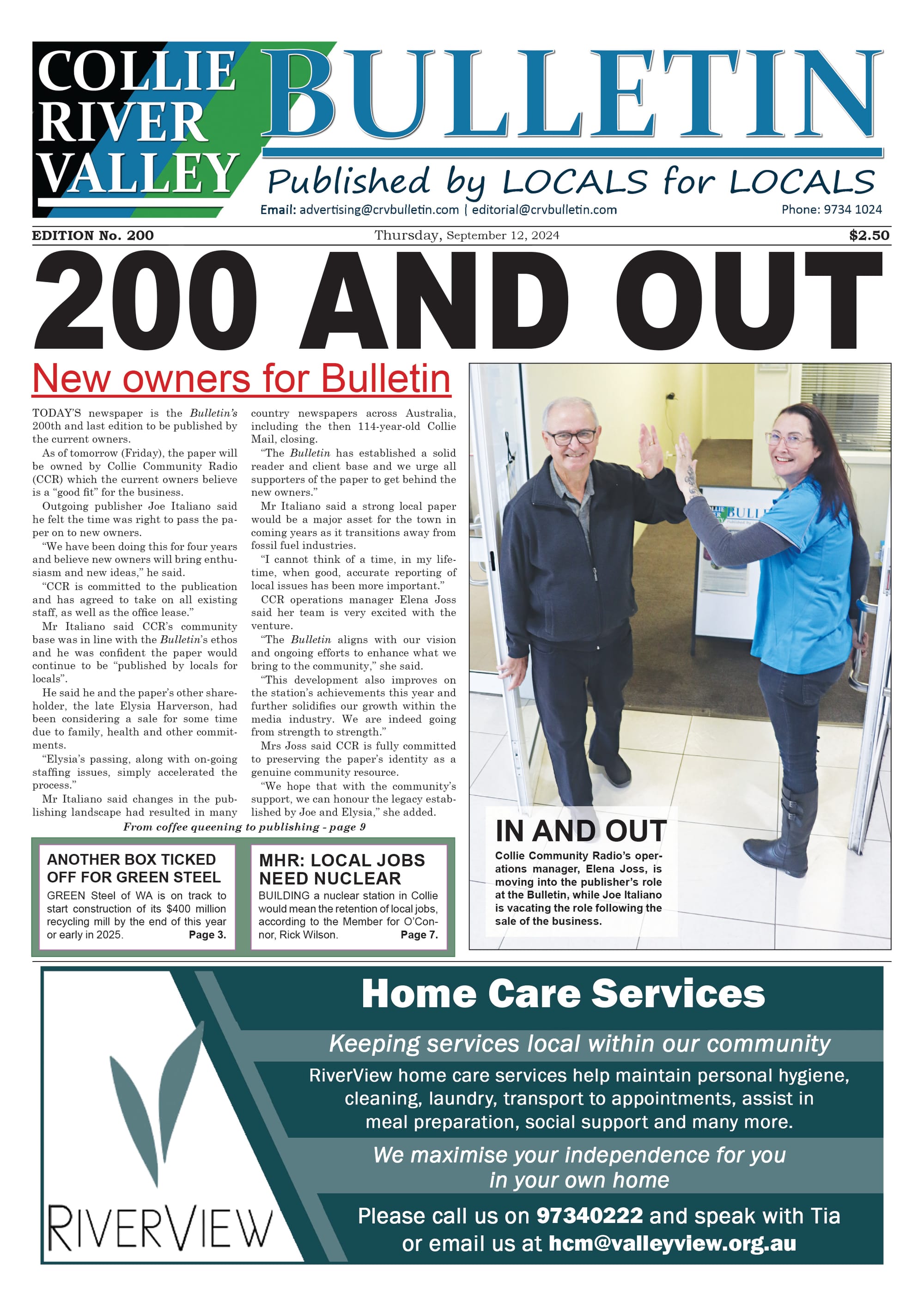 Collie River Valley Bulletin, September 12, 2024
