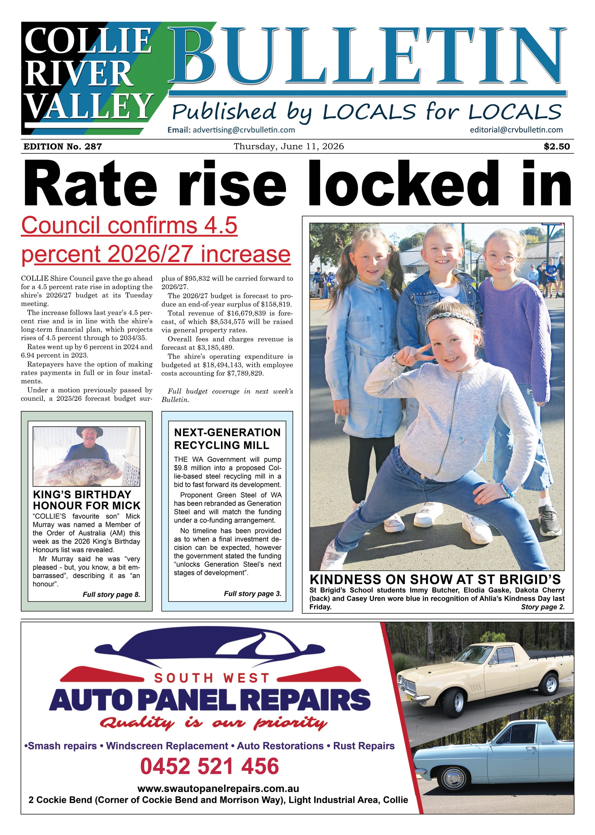 Collie River Valley Bulletin, June 11, 2026  post
                                image